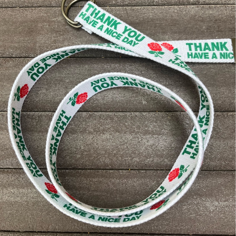 ChinaTown Market Adjustable Belt White Nylon Thank You Have A Nice Day - Picture 2 of 4